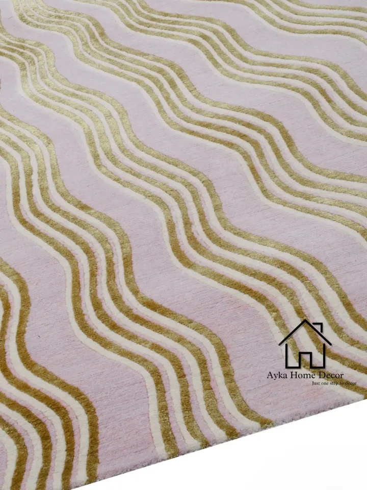 Ziggi Design Textured Hand Tufted Erase Pattern Traditional Area Rug Woolen Carpet Large Area Rug Silk & Wool For Customized Size Dm us