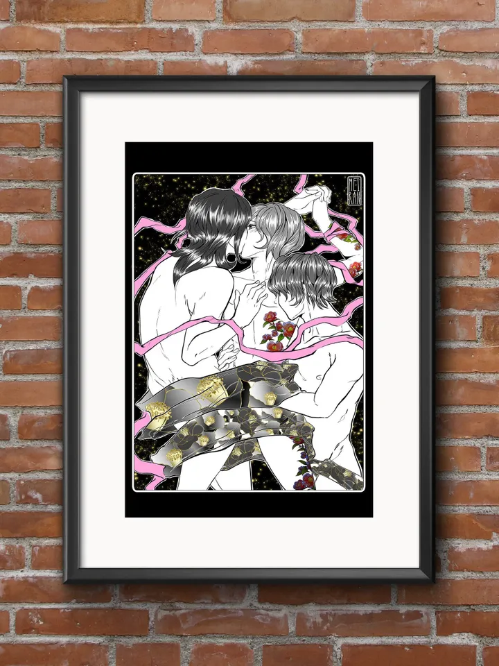 Caress | KiNKtober Boyslove 2020 Druck/Poster Matt | A4 Größe (210 x 297mm, 8,3 x 11,7 Zoll) | Yaoi | Yaoiart