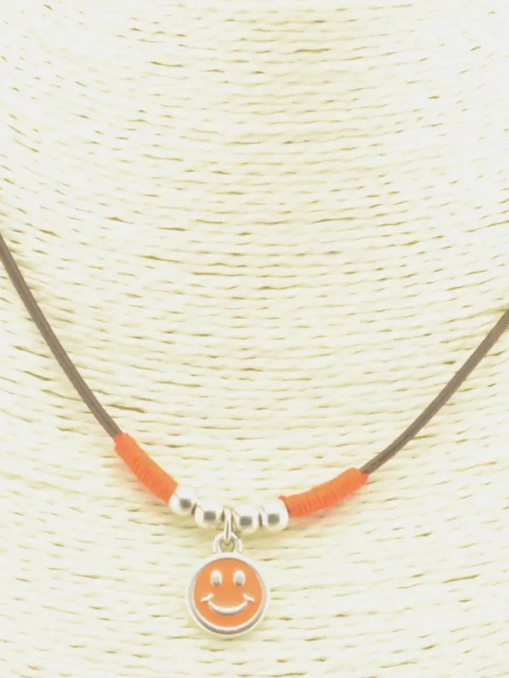 Toddler Necklace, Cute Emoji Necklace for Little Girls, Happy Face Charm Smiley Face, 24K Gold Plated Be Happy Gift for Her, Smile Face