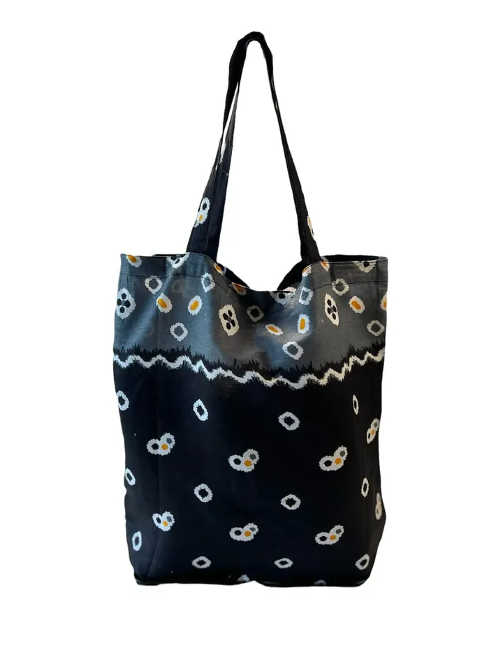 Reusable Shopping Bag | Foldable Batik Tote | Teal Batik Tote | Batik Grocery Bag | Tie Dye Tote | Jumputan Batik Tote