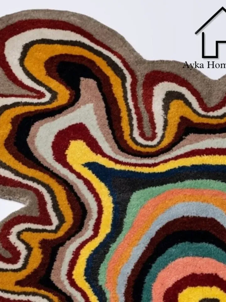 Core Irregular Round Shape Woolen Multi Color Area Rug For Hall Kitchen Living Room Bed Room Bath Room Dining Room Kids Room Carpet /