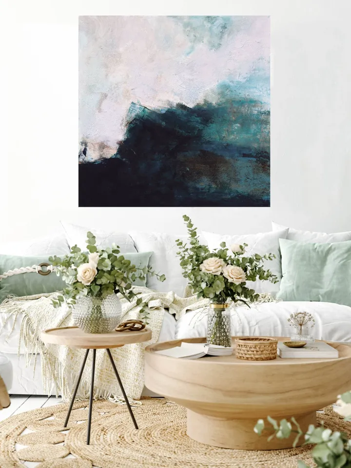 Emerald Green Abstract Painting, Modern Acrylic Painting on Canvas, Oversized Wall Art Abstract Canvas, Large Wall Art Living Room