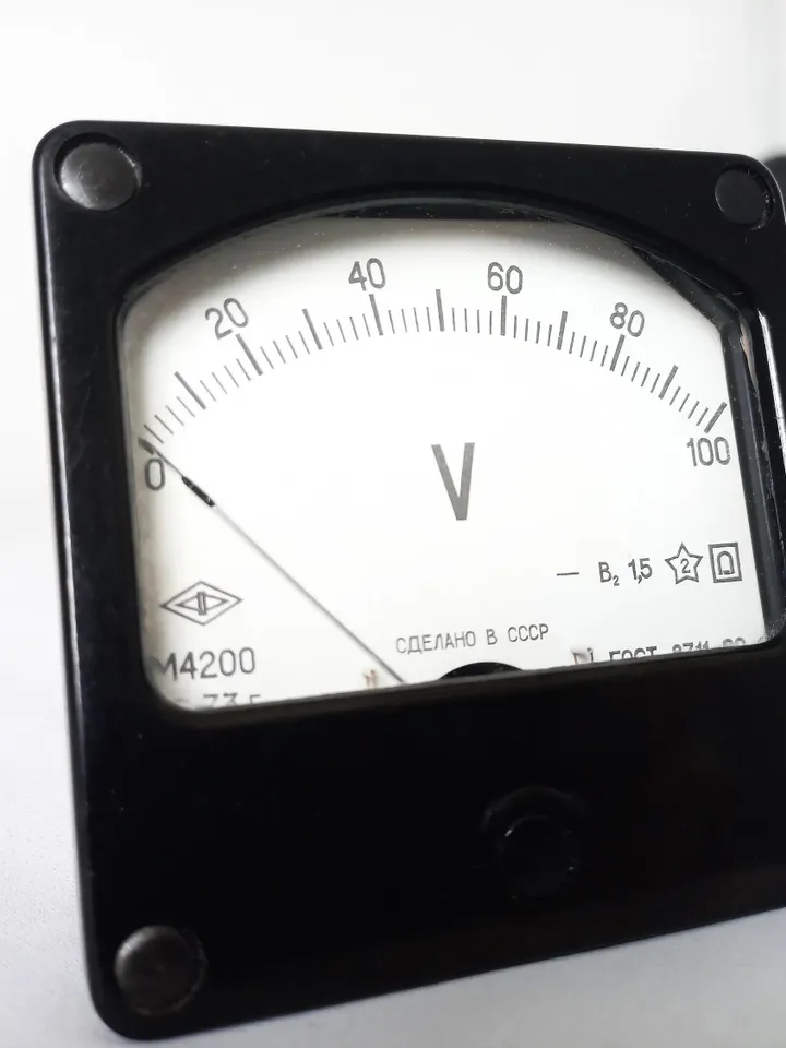 Embedded Vintage Voltmeter in a Carbolite Case Manufactured in the USSR in 1973