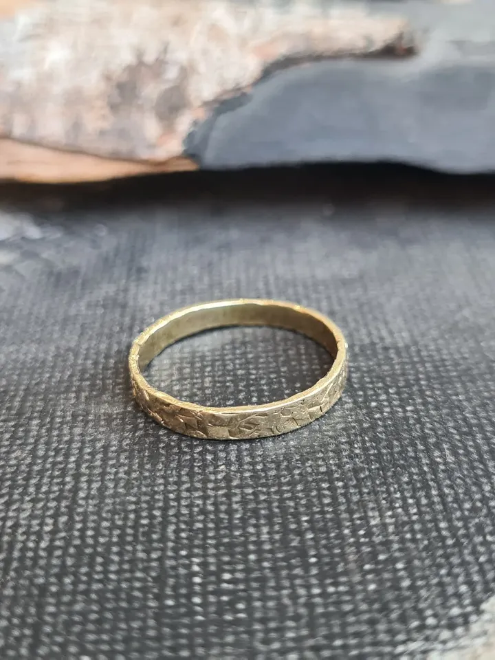 Roughly Hammered 14K Gold Knuckle Ring, Toe Ring