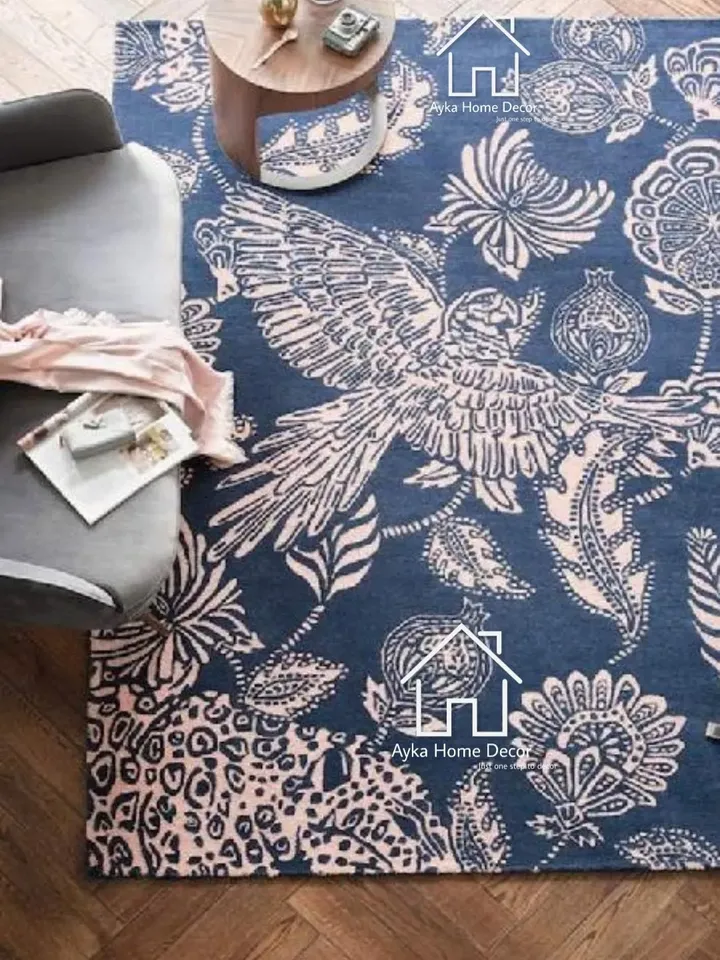 Ayka Bird Hand Tufted 100% Pure Woolen Area Rug For Hall Kitchen Living Room Bed Room Dining Room Kids Room Carpet / Bird Design / Christmas