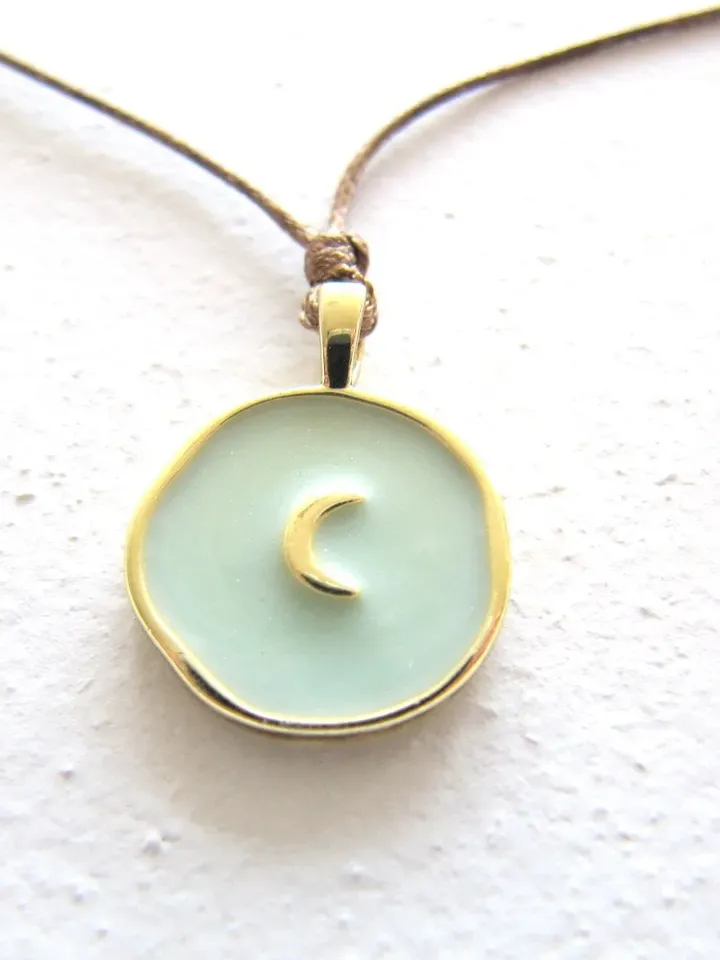 Necklace enamel heart gold, crescent gold chain, friendship chain, boho necklace pendant, gift women, hippie necklace, christmas