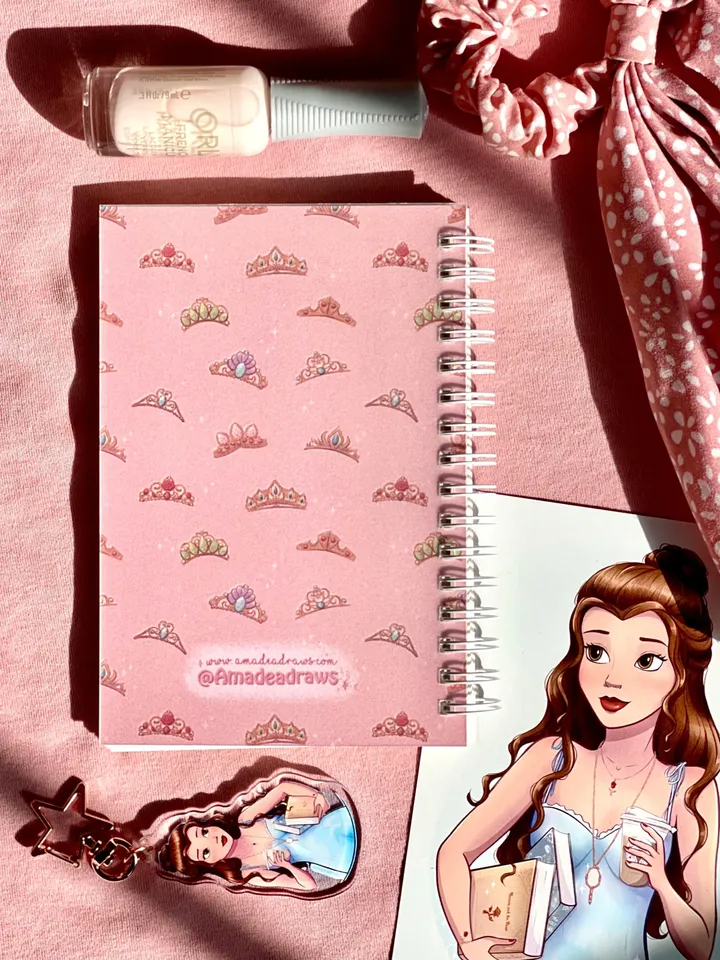 Sticker Collection Notebook with Princess Crowns Artwork in Pink size A6 and with Reusable Sticker Sheets