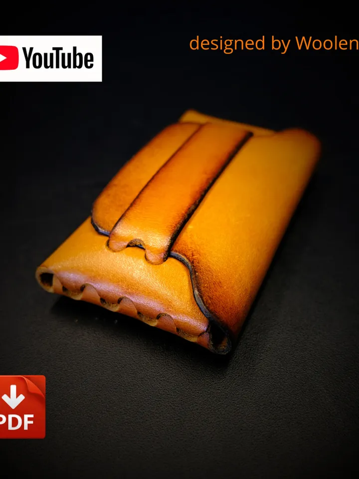 Stitchless mini wallet - no stitch horizontal wallet - PDF leather pattern.NS3