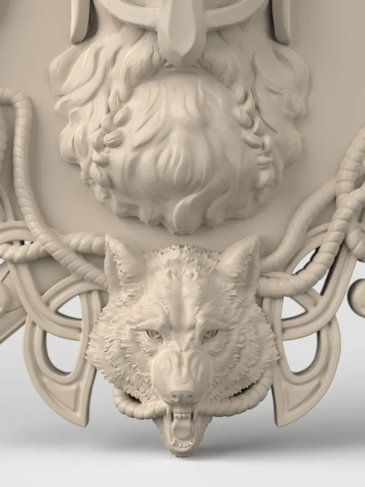 3D Model STL CNC Router file 3dprintable Thor Panel with Wolf