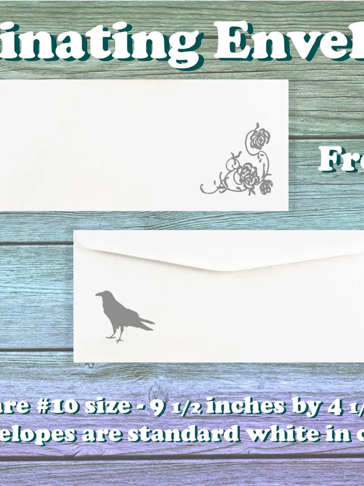 Black Rose Raven Stationery Set | Crow Writing Paper | Raven Envelopes | Letter Paper | Stationery Pages | Blackbird Stationery Paper Set