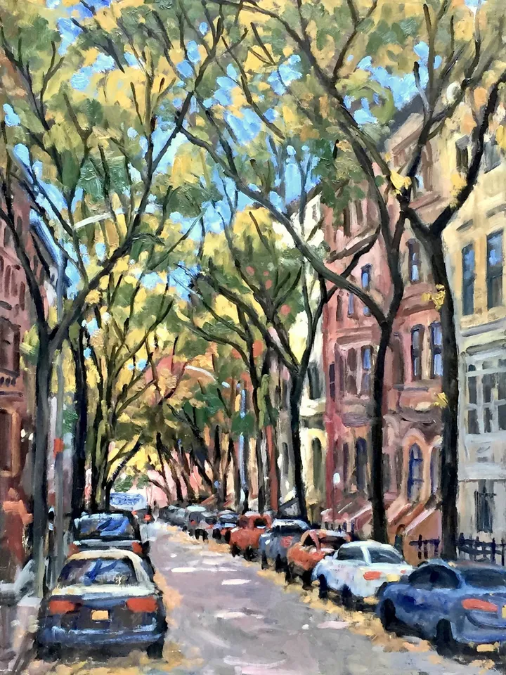 Large Original New York Cityscape Painting -87th Street/Upper West Side/NYC- 18x24 Oil on Panel, Impressionist Landscape, Signed Original