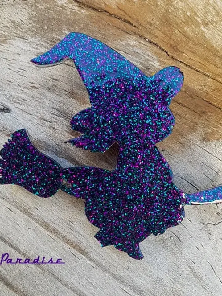 Lil Broom Rider - Pin - Magic - Wicca - Witchcraft - Salem - Witchcraft - Neo-paganism - Magic - Witch Broom - Witchery - Glitter Paradise®