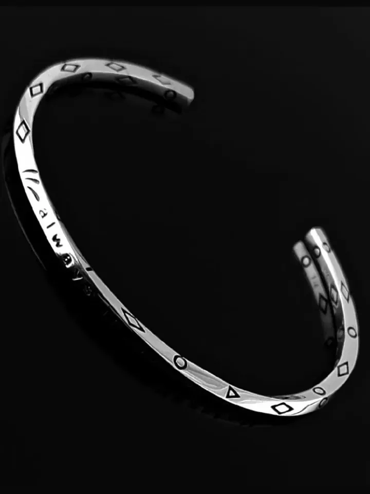 Solid Silver Always in My Heart Cuff, High Quality Thick & Solid 925 Sterling Silver Handmade  Adjustable Bangle, Christmas Gifts for Women