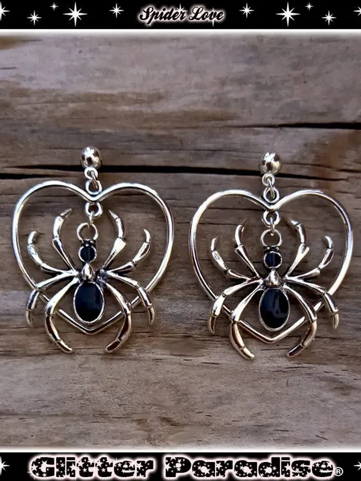 Spider Love - Boucles d'Oreilles - Bijoux Araignées - Bijoux Gothique de Sorcière - Bijoux Halloween - Ghoul - Araignée - Glitter Paradise®