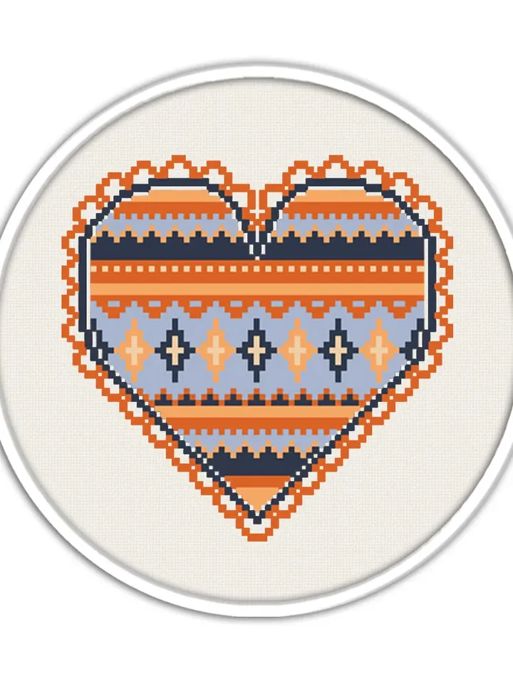 Abstract Hearts Cross Stitch Pattern. Set of 3. Love cross stitch.