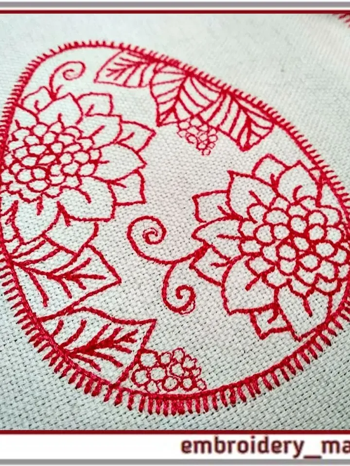 Design egg with flowers, napkin for home decor. Egg 4x4, napkin 8x8