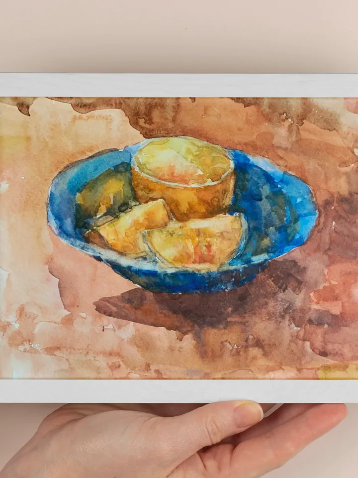 Oranges original painting Watercolor still life art Fruit artwork Wall art