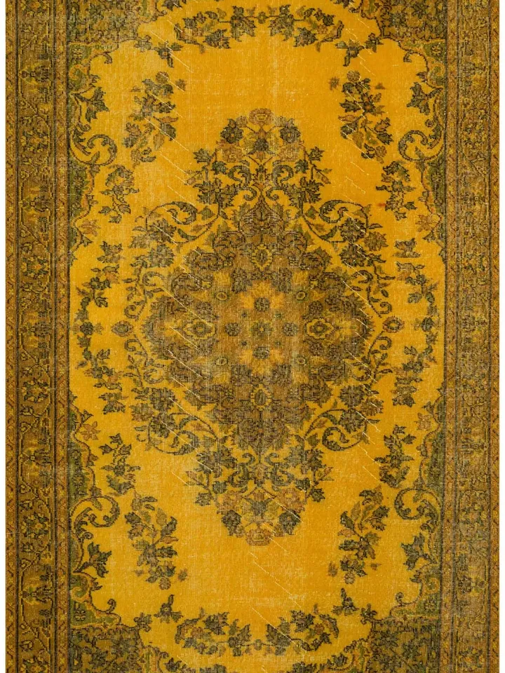Turkish Rug, Yellow area rug for living room , Home decor, Bohemian Kilim, 5,1 x 9,3 ft