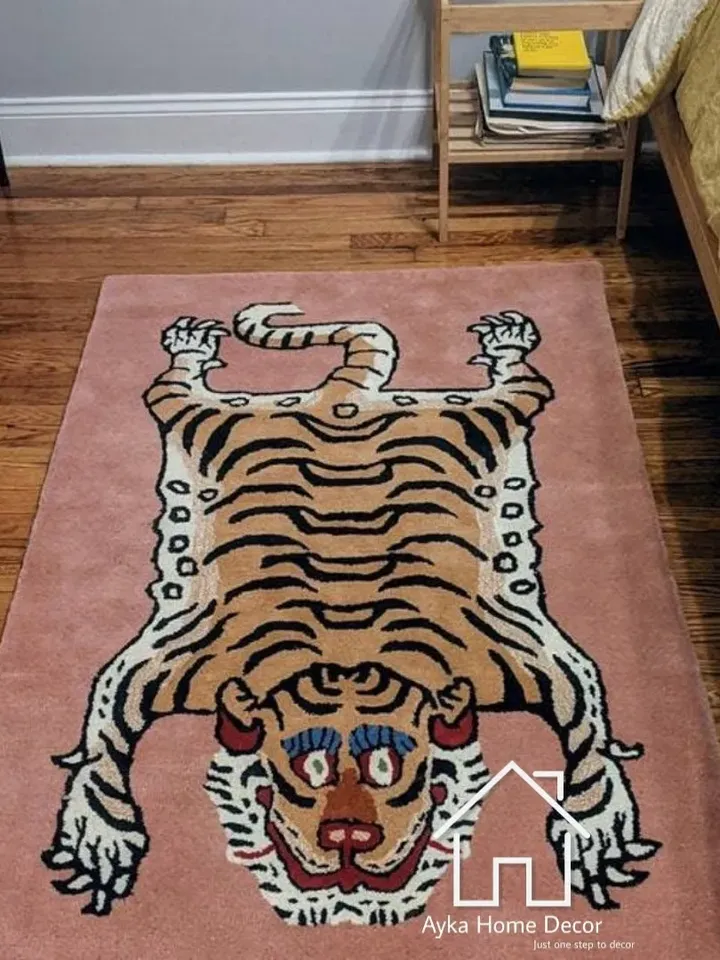Leopard 100% Handmade Woolen Area Rug For Hall Kitchen Living Room Bed Room Bath Room Dining Room Kids Room Carpet / Chita / Christmas Gift