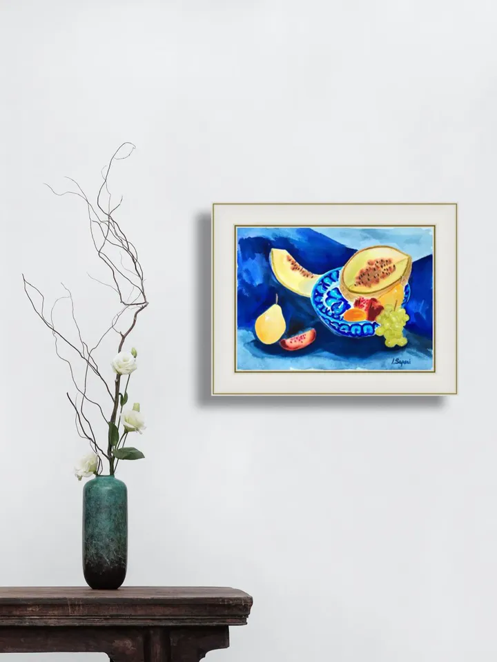 Ukrainian art Still life in watercolor with juicy summer fruits Ukrainian artist Original painting