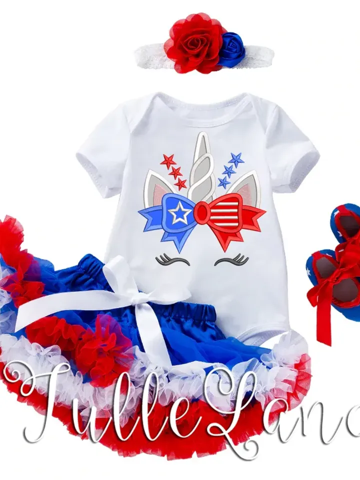 Americorn American Unicorn 4th of July Fourth of July USA Unicorn Patrioitic Design Applique for Machine Embroidery