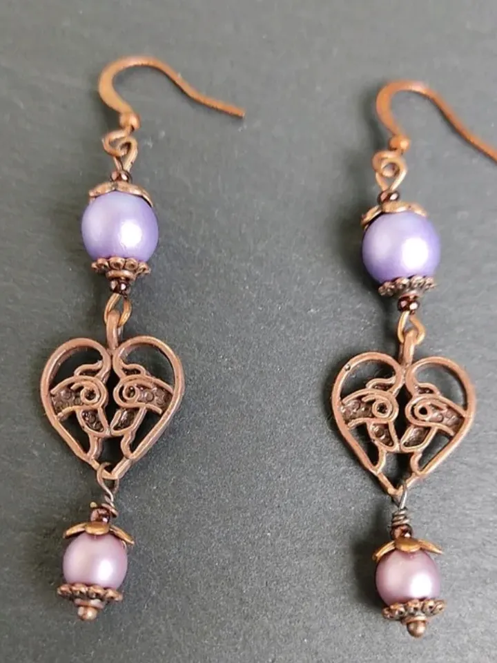 Art Nouveau earrings with birds in boho dangle earrings drop earrings chic style