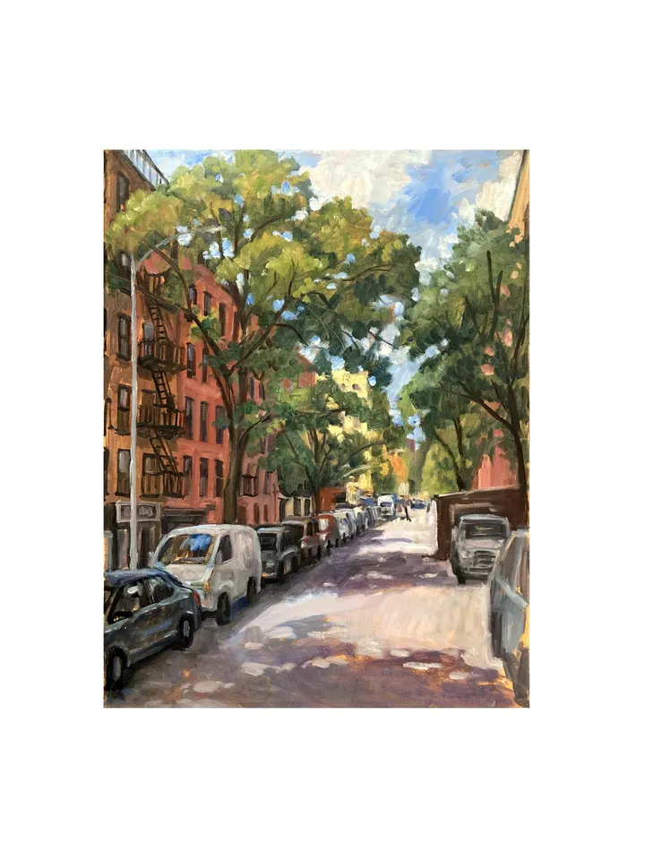 Original East Village Cityscape Painting - From 6th St and Ave A/NYC - 18x24 Oil on Linen, Urban Plein Air Impressionist Landscape
