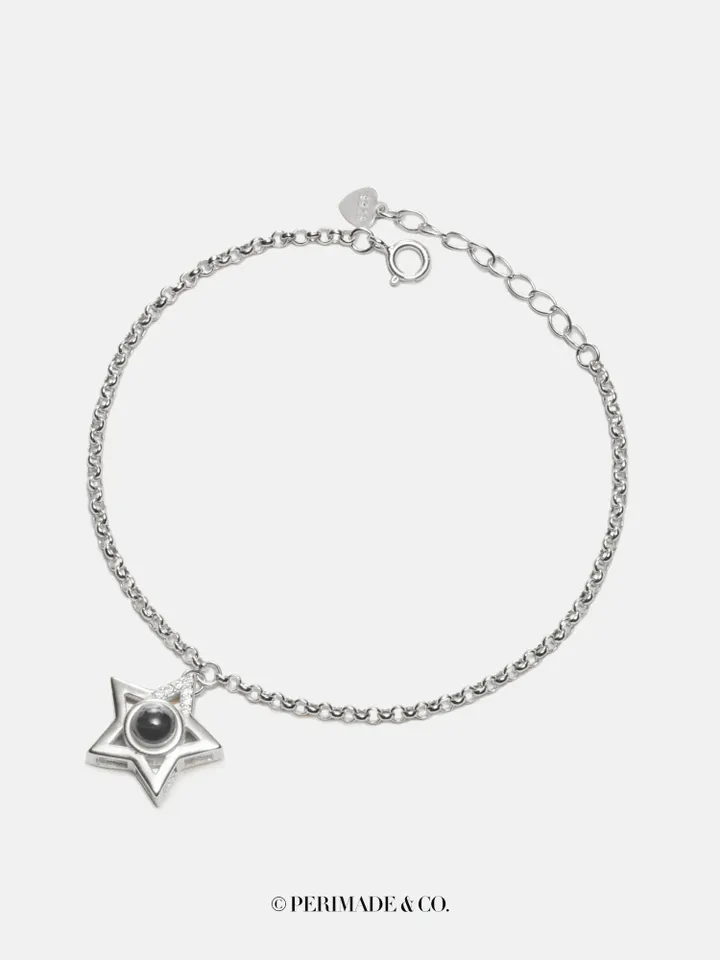 PERIMADE Custom Star Projection Bracelet • Personalized Picture Inside Bracelet • Minimalist Pet Memorial Jewelry • Trendy Best Friend Gift