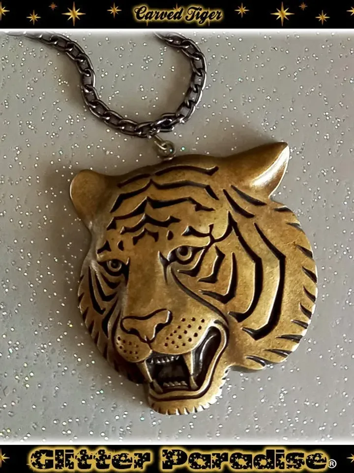 Carved Tiger Bronze Effect - Brooch - Tiger Brooch - Tiger King - Year of the Tiger 2022 - Joe Exotic - Chinese New Year - Glitter Paradise®