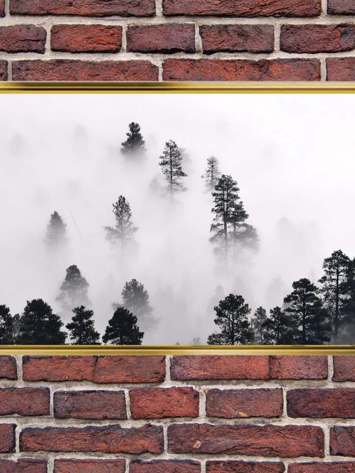 Foggy pines Landscape Print on Canvas , Floating Frame Option, Modern Wall Art, Extra Large Canvas Wall Art