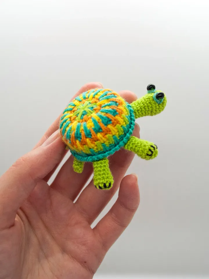 Miniature crochet turtle multicolor, Anxiety pet turtle, Turtle keychain or Car mirror pendant, Colorful Squishy toy