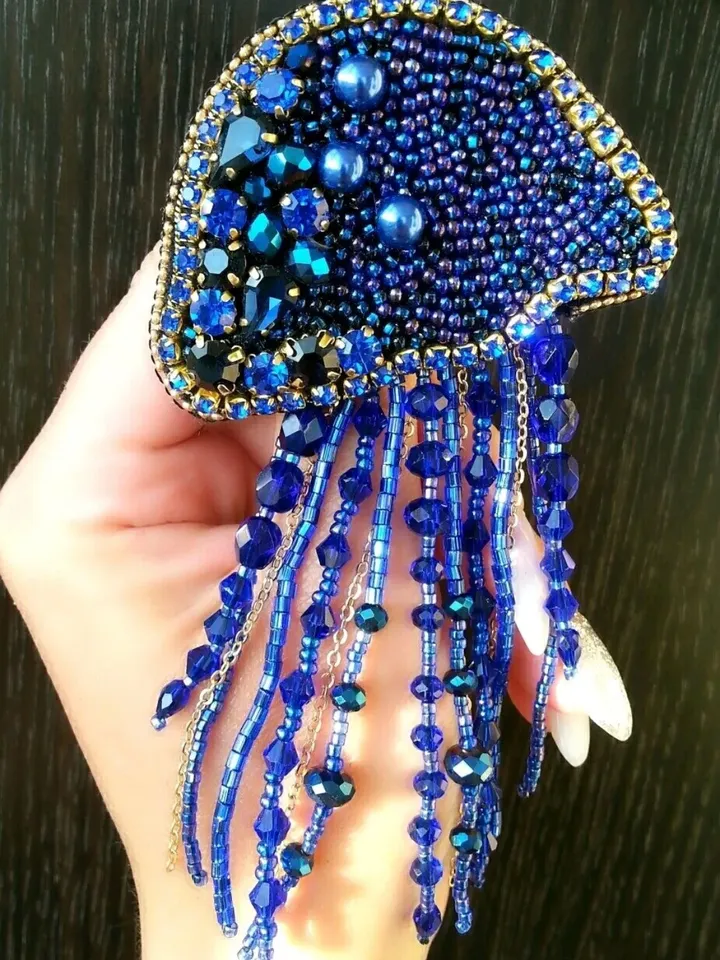 Medusa brooch, jellyfish brooch, brooch pin, blue brooch, mothers day gift, gift for friend, handmade gifts, brooch