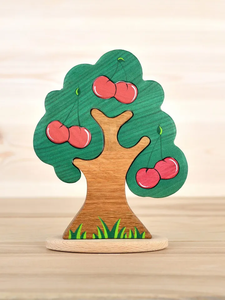Waldorf tree toy/Cherry tree/montessori toy/wooden puzzle