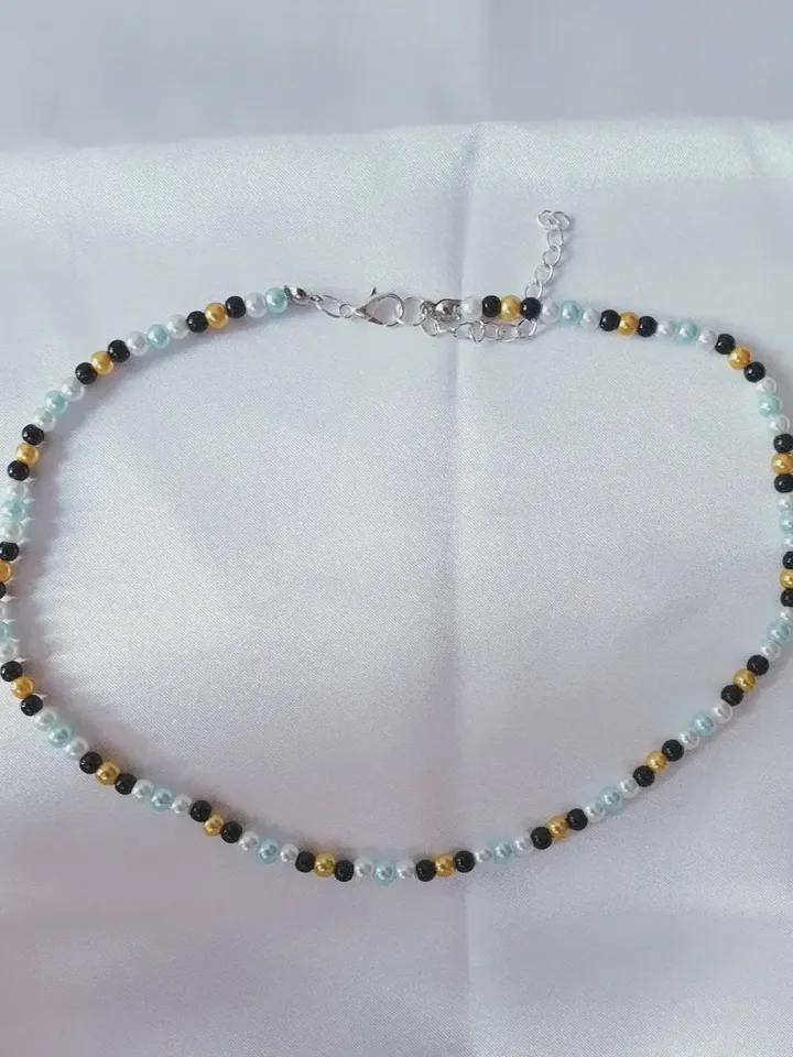St Lucia Flag Beaded Necklaces, Adjustable and Handmade, Caribbean jewellery, Beach Wear, Tropical