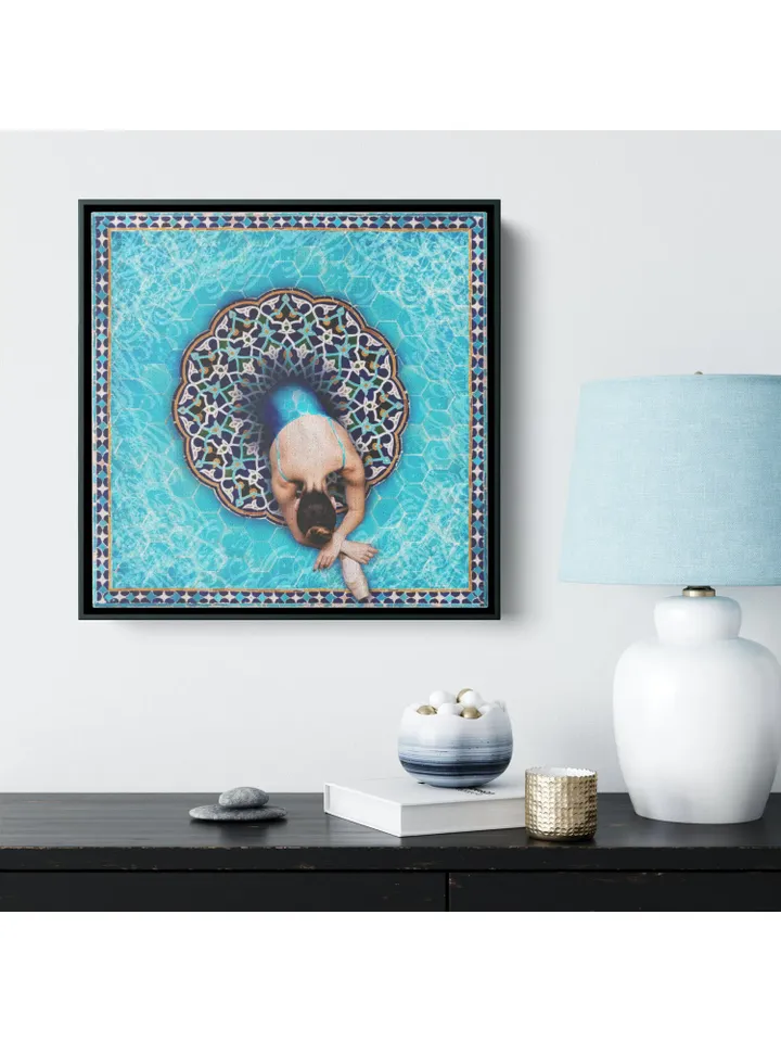 The Voice of LOVE with Ballet - Sqare Framed Canvas - Persian Calligraphy - Wall Art - Iranian Gift