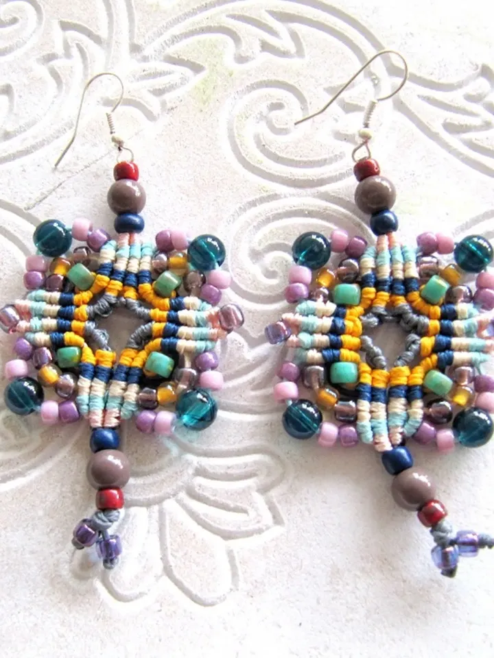 Macrame Earrings, Boho Chic Macrame Earrings, Handmade Macrame Earrings, Boho Earrings, Gipsy Earrings, Gift for Women, Hippie