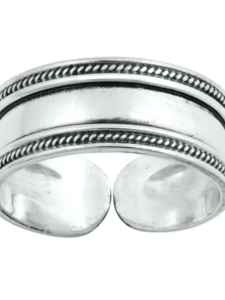 Wide Toe Ring· Sterling Silver Toe Ring Bali Design · 6mm Adjustable Antique Patina Simple Dainty 925 · Bali Toe Ring · Adjustable toe ring