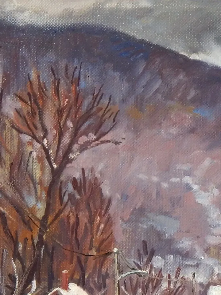 Winter Landscape Painting - Toward Vermont/Deep Snow - 14x14 Oil on Canvas, Plein Air Impressionist Fine Art, Signed Original