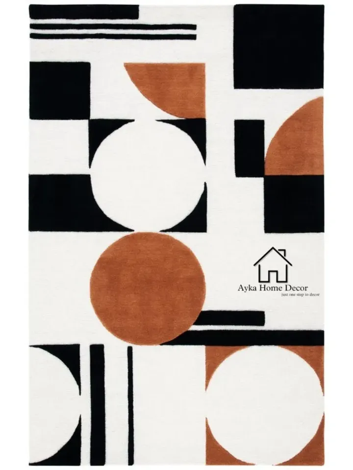 Daventry Black & Brown Hand Tufted Rug 100% Woolen Area Rug For Hall Kitchen Living Room Bed Room Dining Room Kids Room Carpet / Christmas