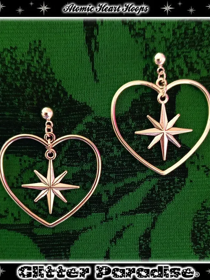 Atomic Heart Hoops - Earrings - Heart Jewelry - Be My Valentine - I Love U - Romantic - Valentine's Jewelry Gift - Love - Glitter Paradise®