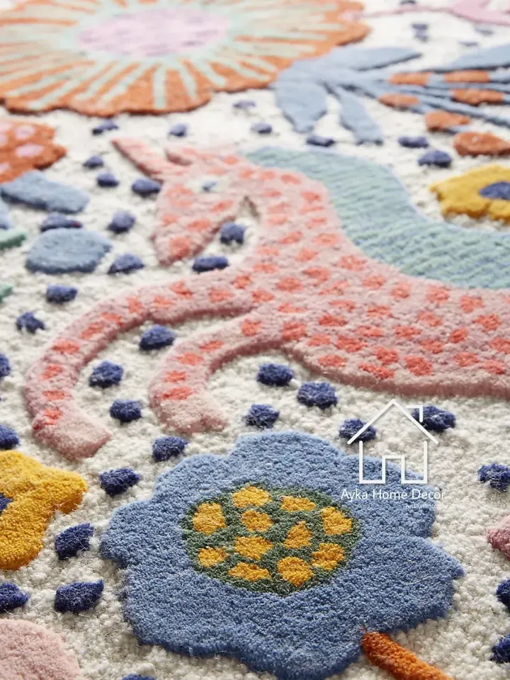 Animo Multi Color Woolen Area Rug For Hall Kitchen Living Room Bed Room Bath Room Dining Room Kids Room Carpet / Handmade Rugs / Christmas