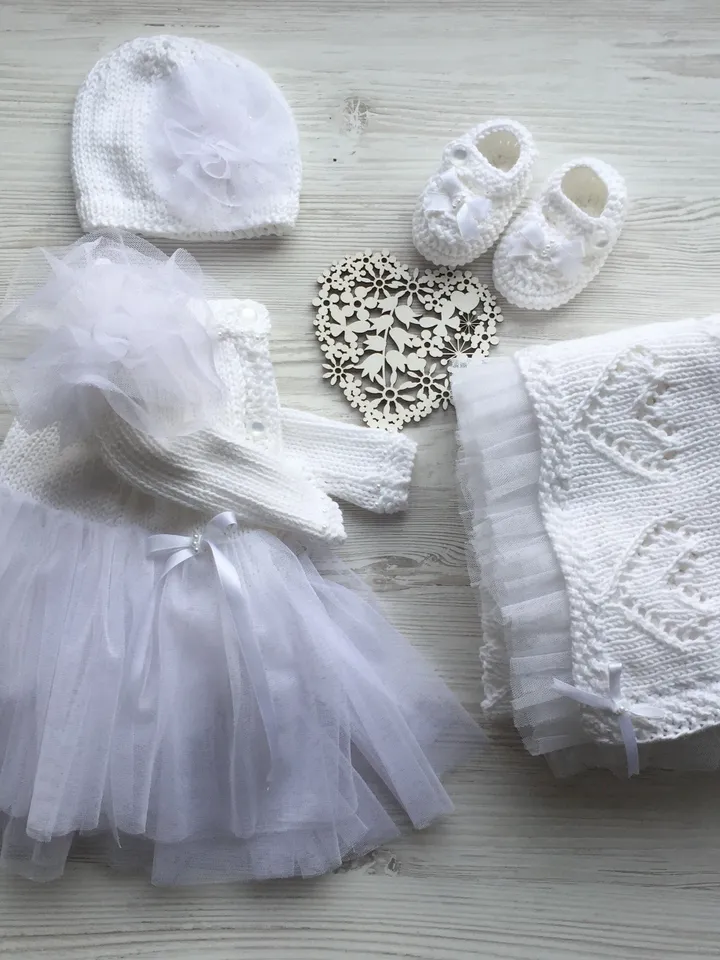 Hand made baby outfit. Knitting outfit for baby girl. Take home outfit for baby girl. Baptism outfit for baby girl. Baby shower gift .