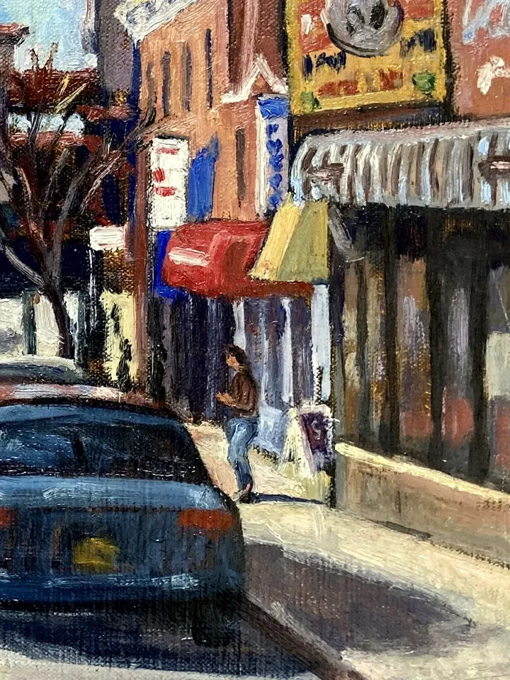 Original Bronx Oil Painting - 231st Street Afternoon/NYC- 14x20 Oil on Canvas, Urban Impressionist Street Scene Cityscape