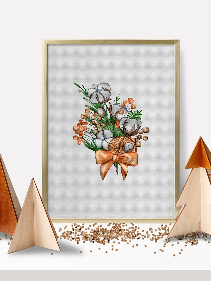 Christmas Bouquets Cross Stitch Pattern PDF, Winter Cross Stitch Chart Instant Download, New Year Hand Embroidery Pattern