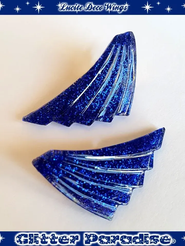 Art-Deco Wings - Earrings - Glitter Jewelry - Wings Earrings - Retro Earrings - Mid-Century Modern - Art-Deco Jewelry - Glitter Paradise®