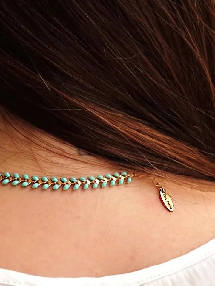 Chevron Necklace, Turquoise Chevron Choker, Dainty Turquoise Arrow Necklace, Repeating Arrow Necklace, Turquoise Arrow Chevron Choker