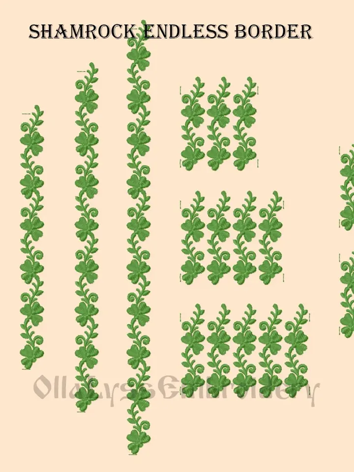Shamrock endless border embroidery design