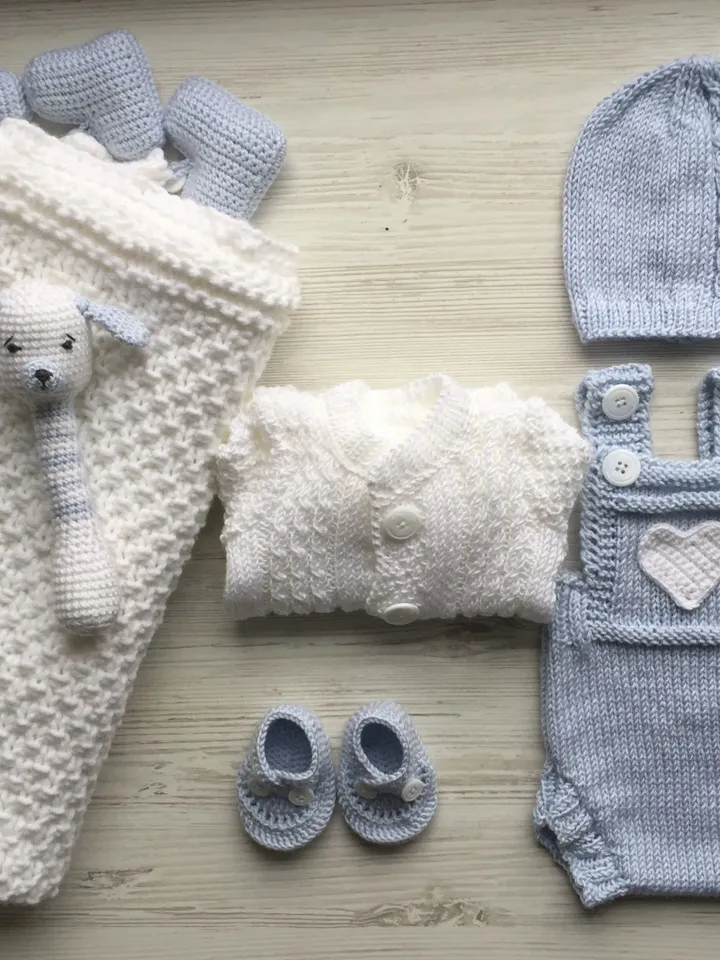 Knitting outfit for baby boy. Newborn boy clothing set. Take home outfit for boy. Baby shower outfit for baby boy. Baptism gift for boy.
