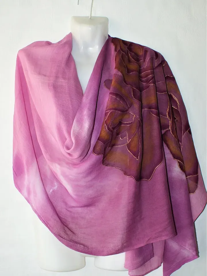 Pure cotton scarf for ladies Long purple floral scarf Cotton shawls and wraps