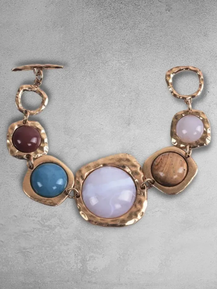 chunky adjustable gemstone chain bracelet, chunky bracelet, chunky gold bracelet, chunky gemstone bracelet